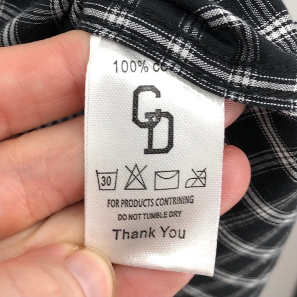 Caviar Dremes Italian Button Front Shirt Men's Size XL Black Check Embroidered - Picture 9 of 10